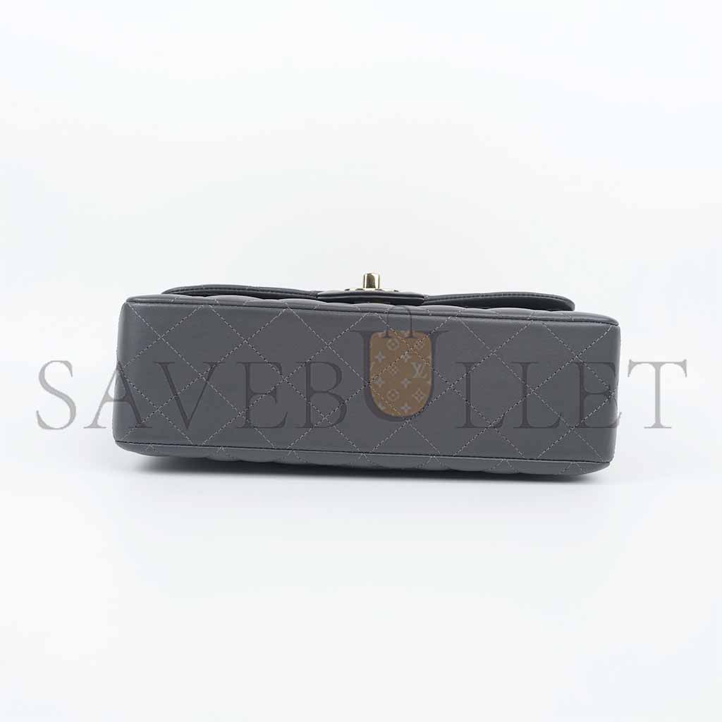 Ch*el double flap medium dark grey as1117 (23*14.5*6cm)